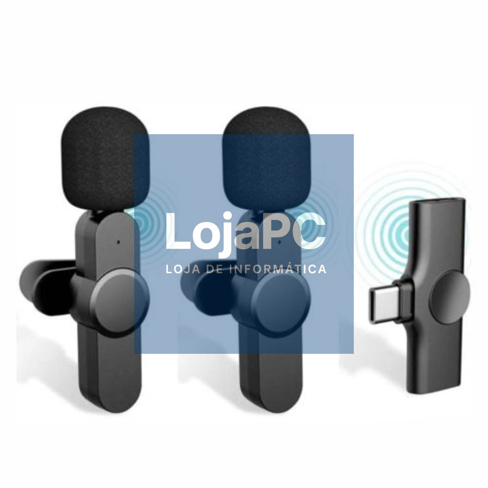 Conjunto 2 Microfones Lapela S/ Fios C/ Receptor USB-C