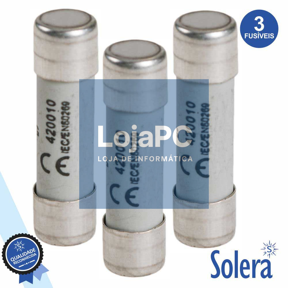 FUSÍVEL CERÂMICA 10X38 10A 500V 3X SOLERA