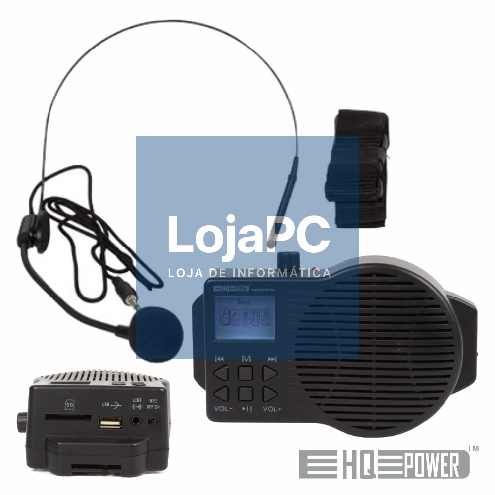 SISTEMA PA PORTÁTIL 5W USB/SD//FM/BAT C/ MIC HQ POWER