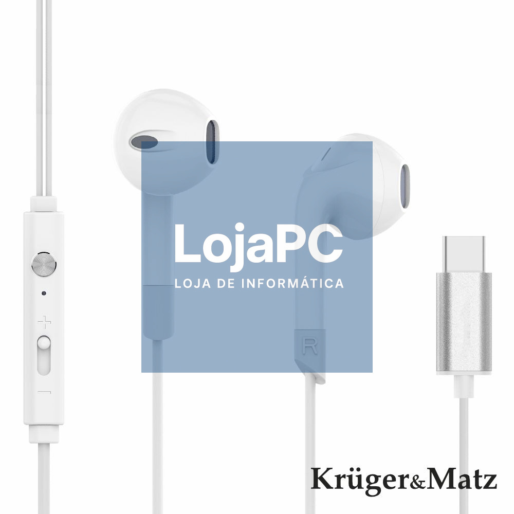Auscultadores Stereo C/ Fios E Microfone Branco KRUGER MATZ