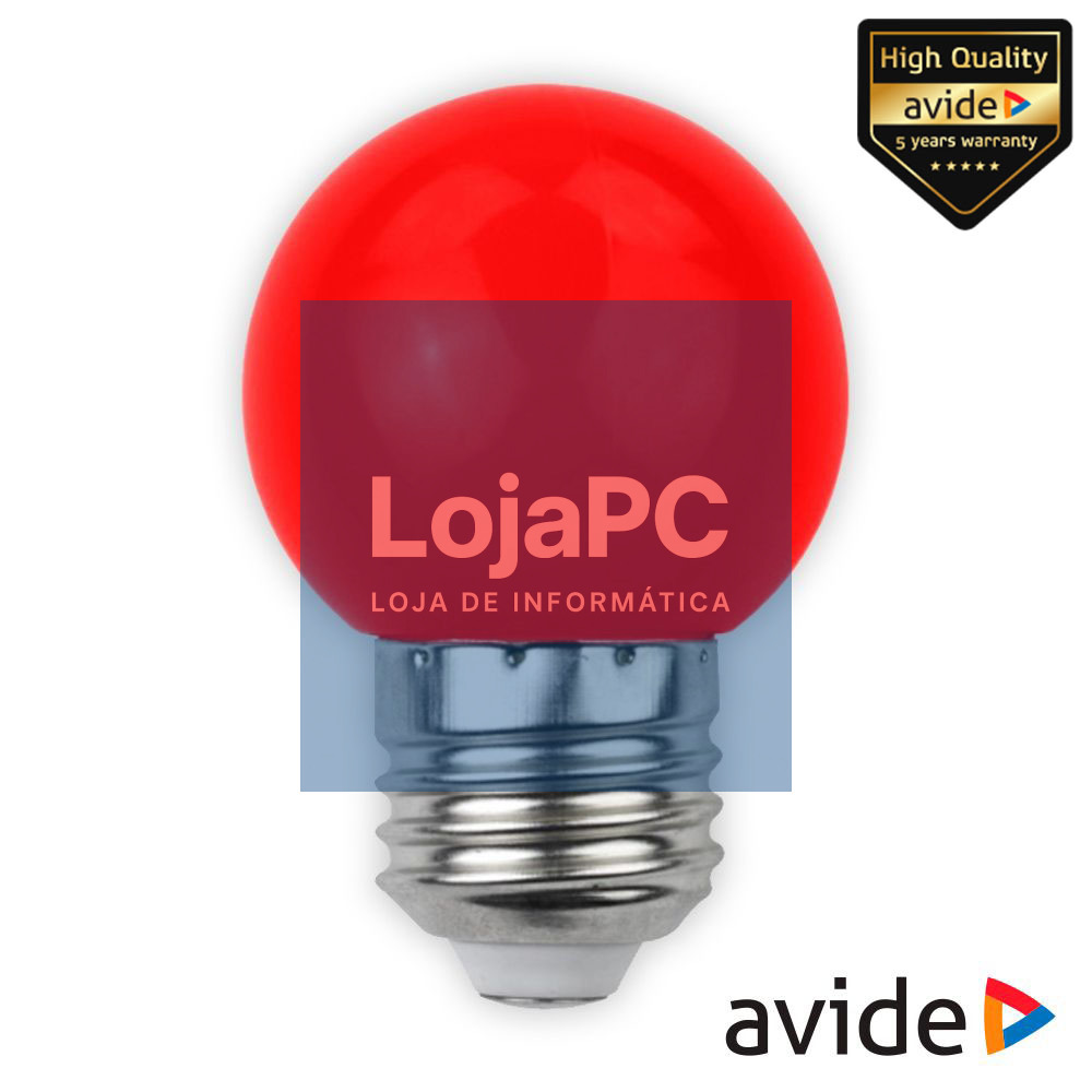 Lâmpada E27 1W LED Globo G45 Vermelho 30lm AVIDE
