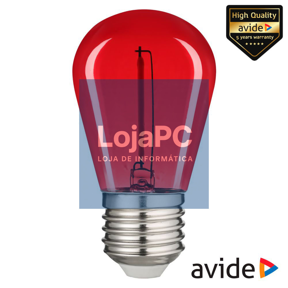 Lâmpada E27 1W 230V LED Filamento Vermelho 50lm AVIDE