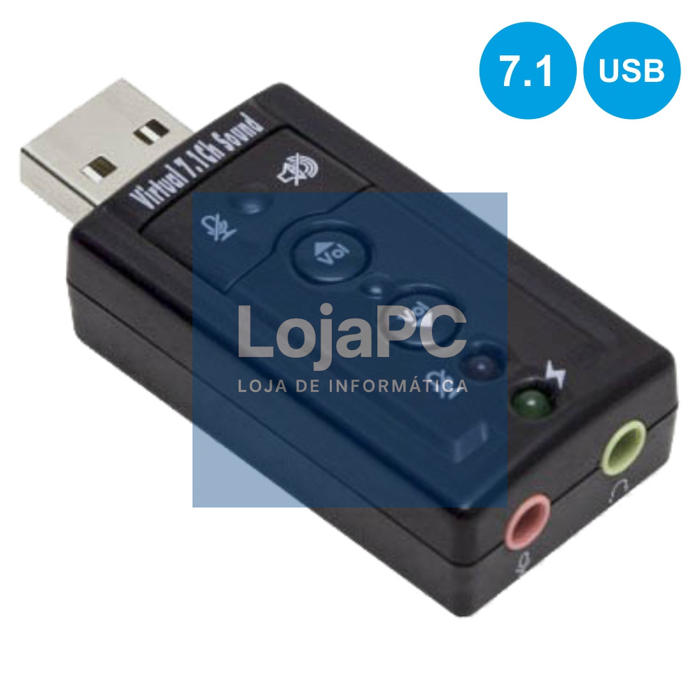 PLACA DE SOM USB 7.1 C/ 2 FICHAS JACK