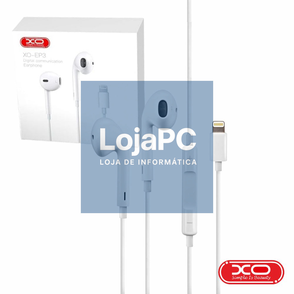 Auscultadores Stereo Lightning C/ Microfone Branco XO