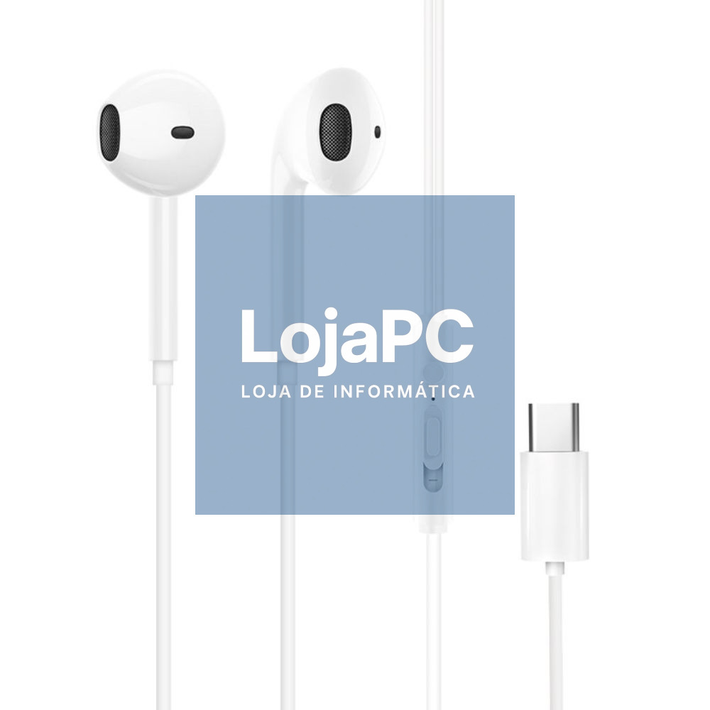 Auscultadores Stereo C/ Fios USB-C E Microfone Branco