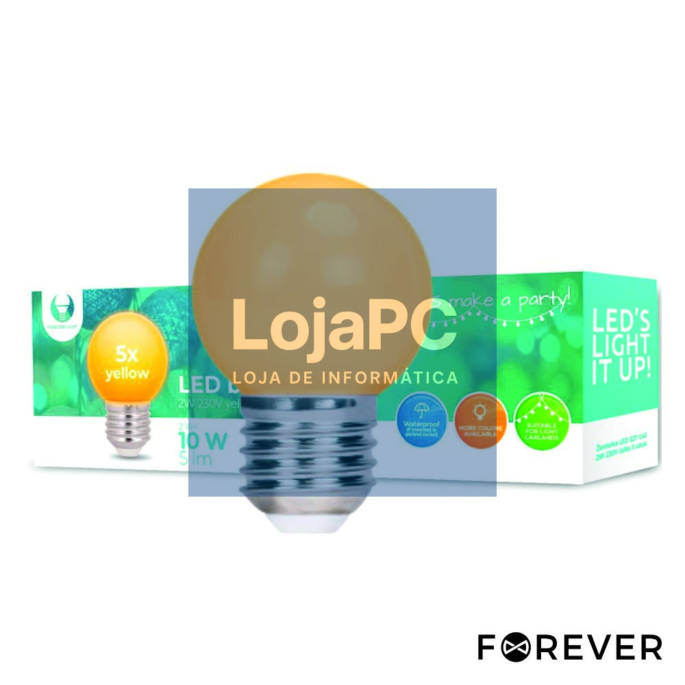 Conjunto 5 Lâmpadas E27 2W=10W 230V LED Amarelo