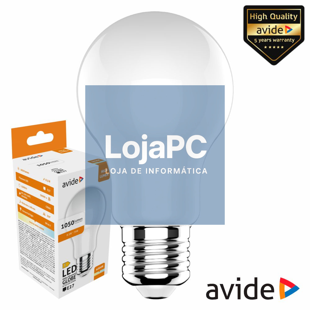 Lâmpada LED E27 Globo A60 8.5W 230V 4000K 1050lm AVIDE