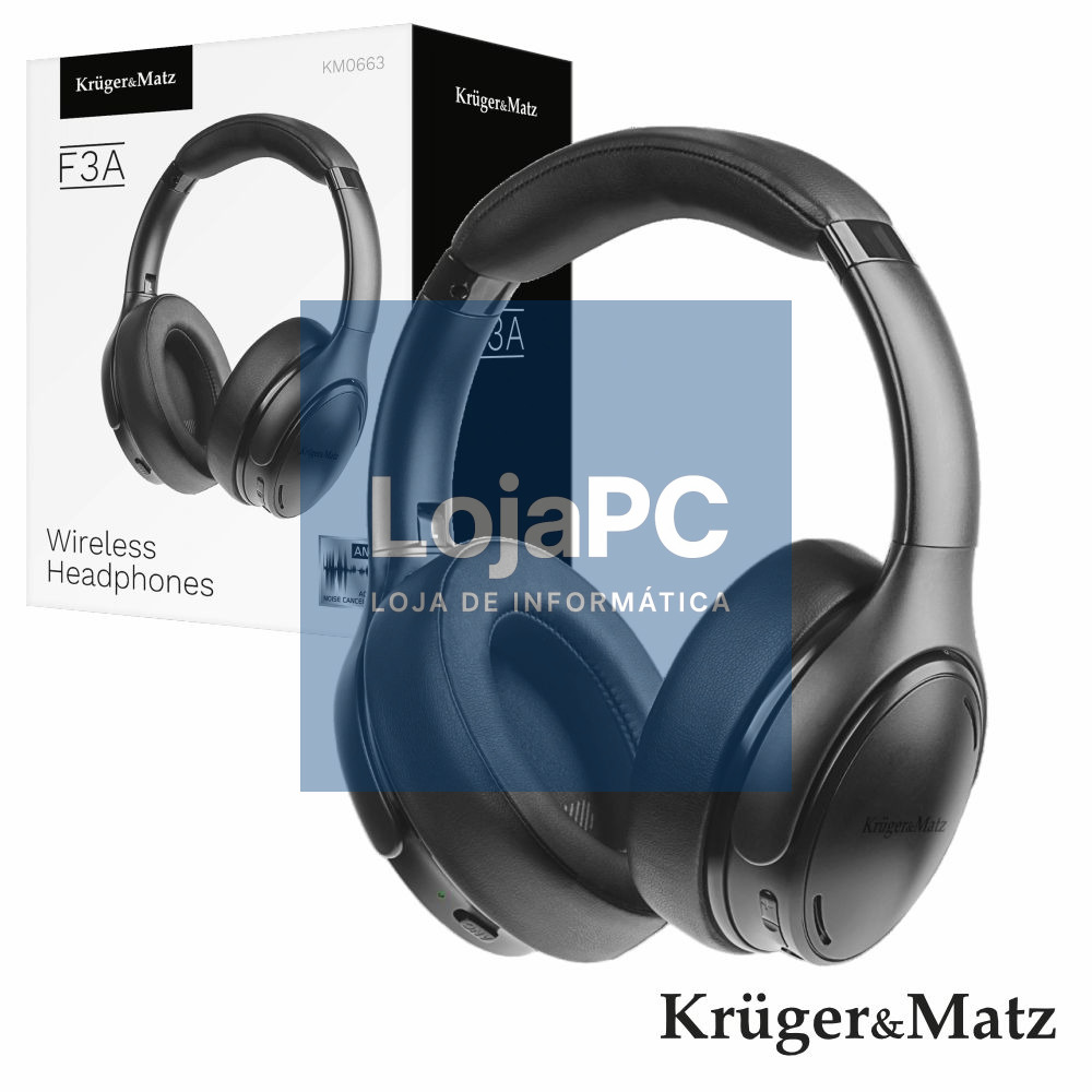 Auscultadores Bluetooth S/ Fios C/ MIC ANC F3A KrugerMatz