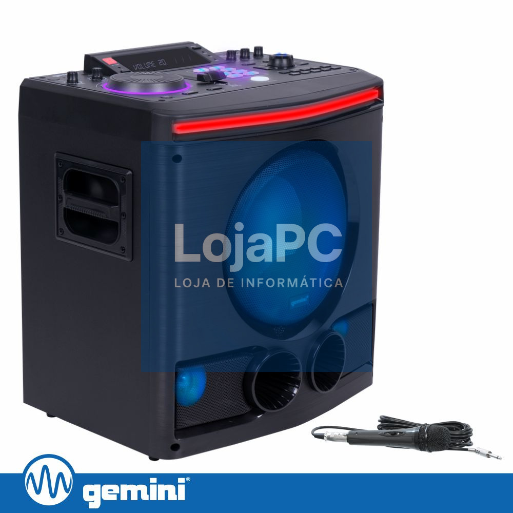 Sistema de Karaoke 8" 2400W LED FM/USB/BT/TWS/AUX GEMINI