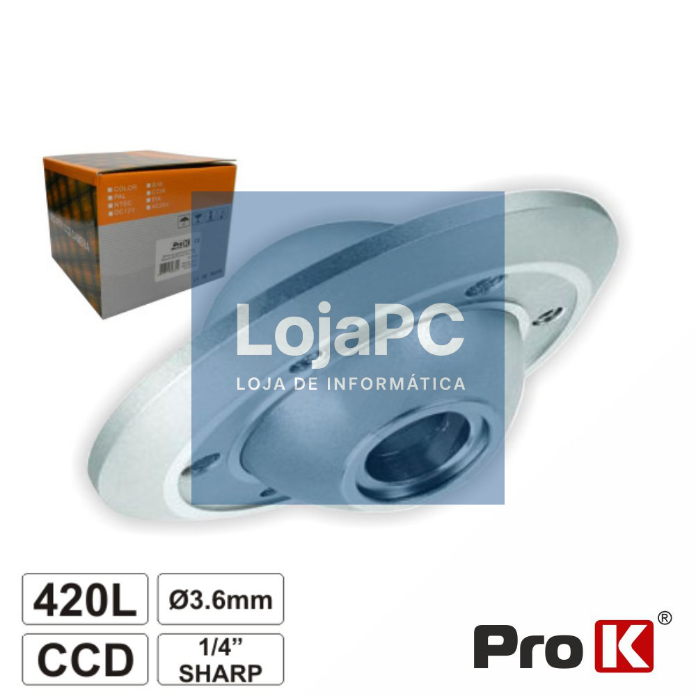 CÂMARA VIGILÂNCIA CCD CORES 420L 1/4" SHARP OCULO/PORTA PROK