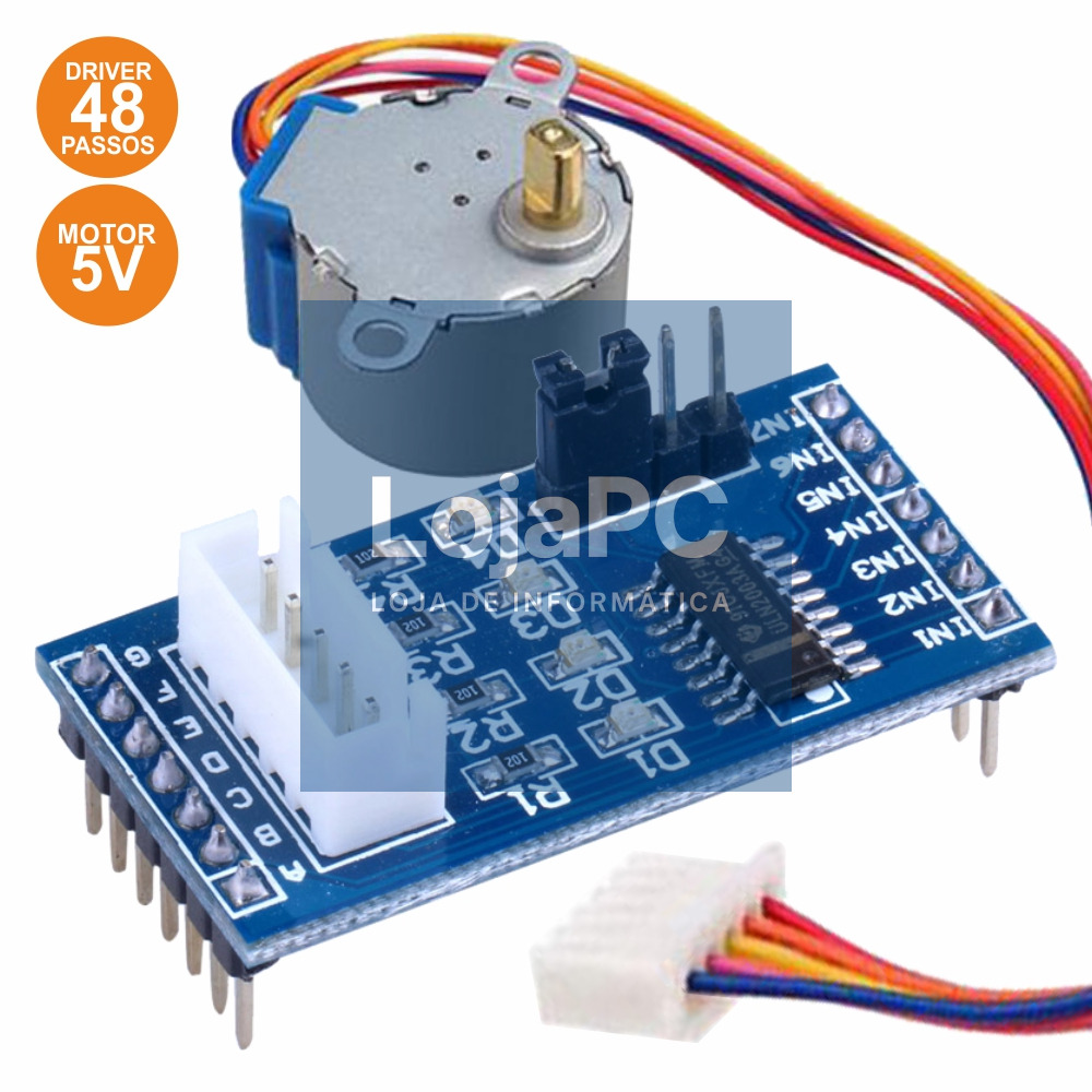 MOTOR PASSO A PASSO 5V C/ CONTROLADOR 48 PASSOS ARDUINO