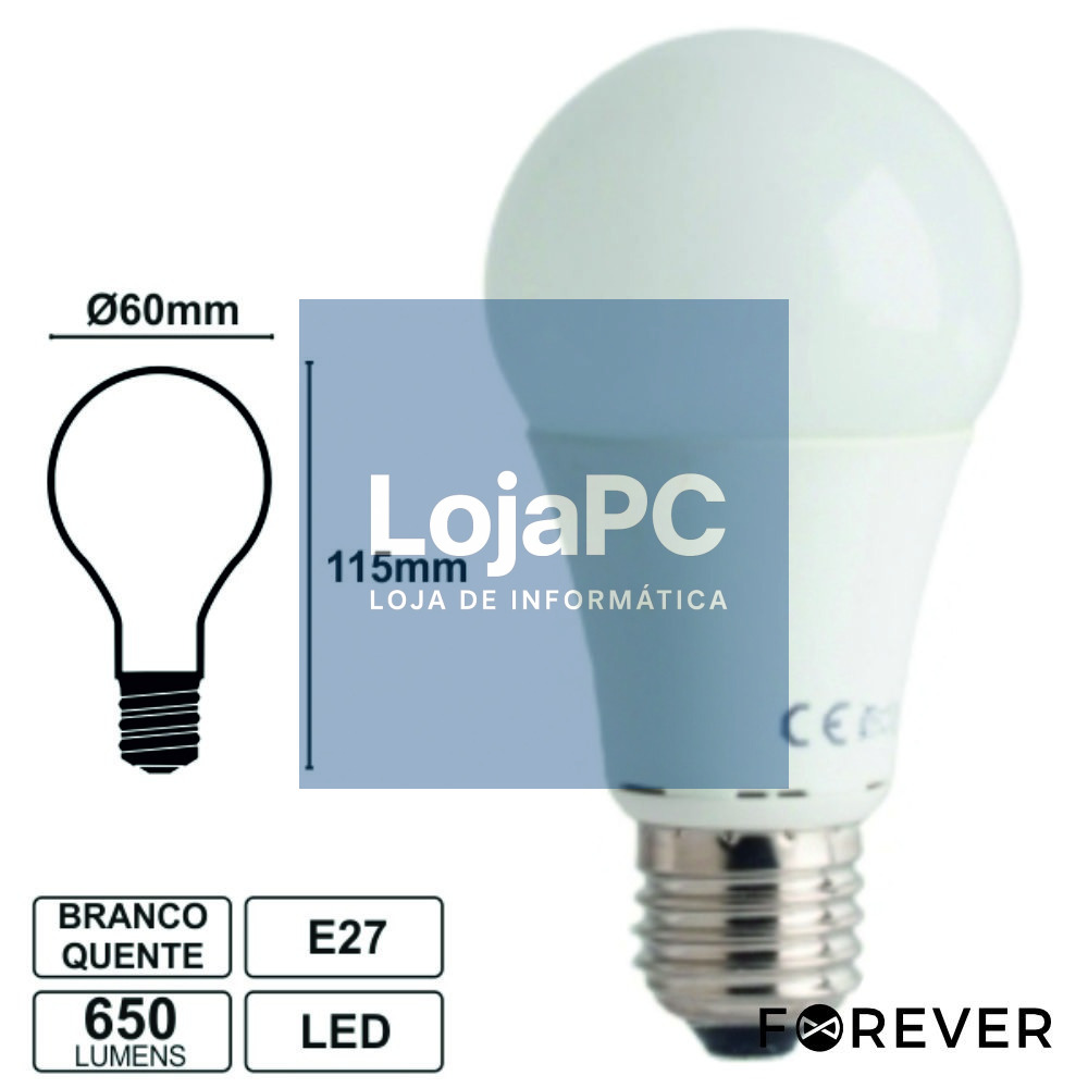 LÂMPADA E27 7W=60W 230V 7 LEDS SMD 3528 GLOBO BRANCO QUENTE