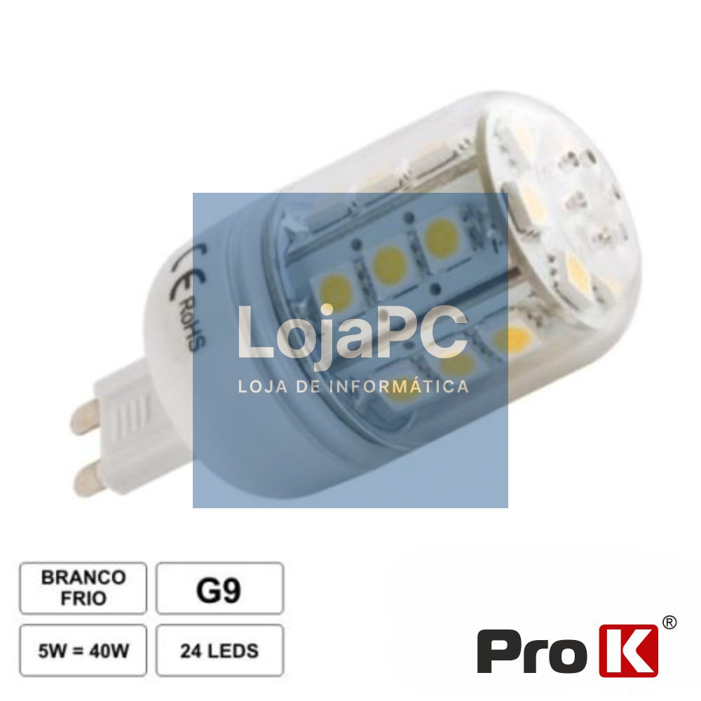 LÂMPADA G9 5W 12V 24 LEDS SMD 5050 BRANCO FRIO