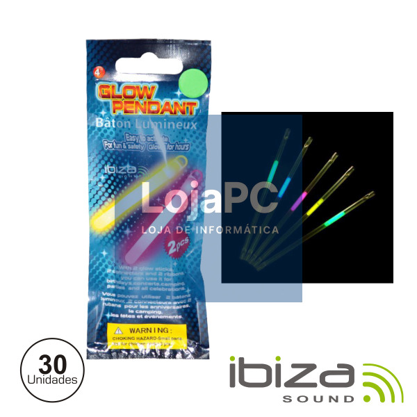 CONJUNTO 30 BARRAS LUMINESCENTES MULTICOR 210MM IBIZA