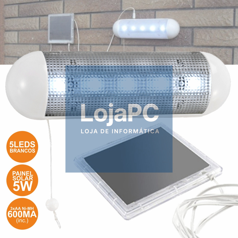 LANTERNA 5 LEDS COM PAINEL SOLAR E BATERIA