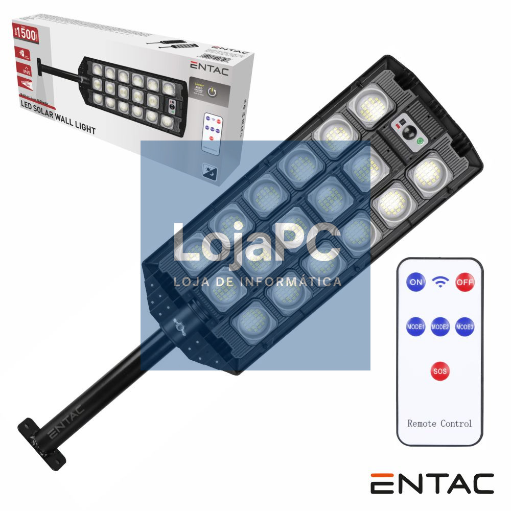 Candeeiro Exterior 80W C/ Sensor Movimento E Painel Solar