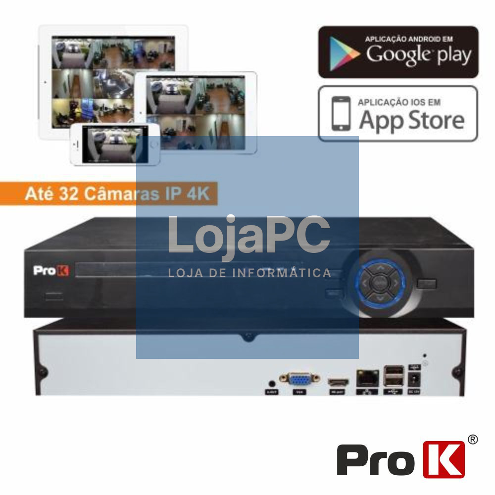 Vídeo-Gravador Digital IP 32 Canais H264 Ethernet PROK