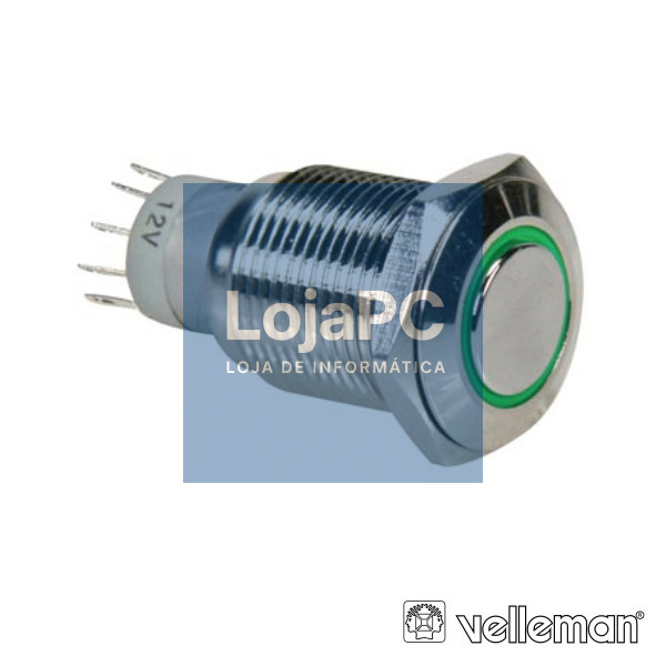 INTERRUPTOR REDONDO DE METAL SPDT 1NA 1NC ANEL VERDE