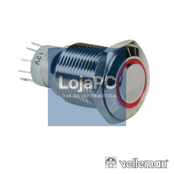 INTERRUPTOR REDONDO DE METAL SPDT 1NO 1NC ANEL VERMELHO