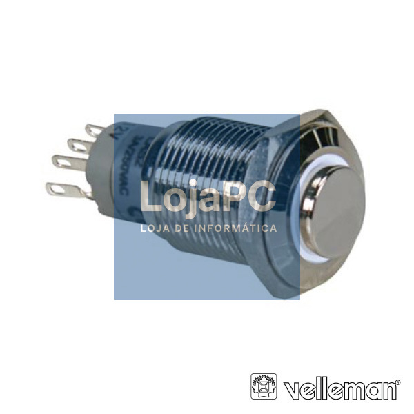INTERRUPTOR REDONDO ALTO DE METAL SPDT 1NA 1NC ANEL BRANCO