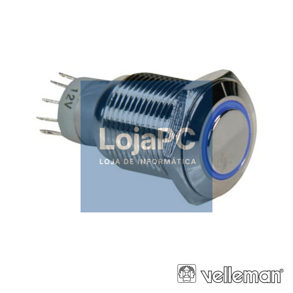 INTERRUPTOR REDONDO DE METAL SPDT 1NA 1NC ANEL AZUL