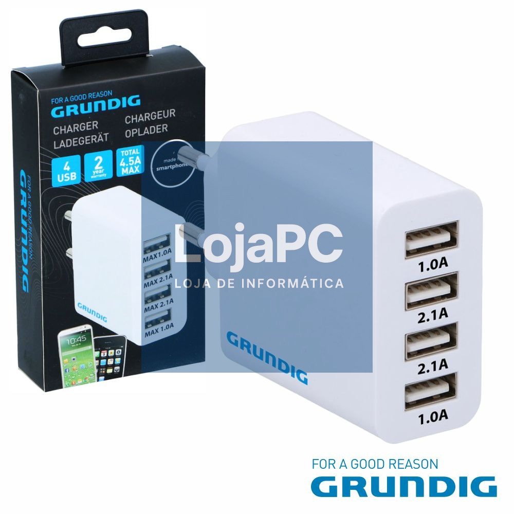 Alimentador Comutado 4 USB  22.5W Branco GRUNDIG