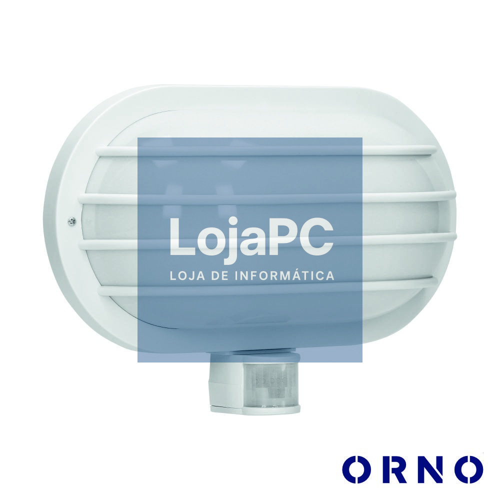 Aplique Oval C/ Sensor Movimentos PIR E27 IP44 Branco ORNO