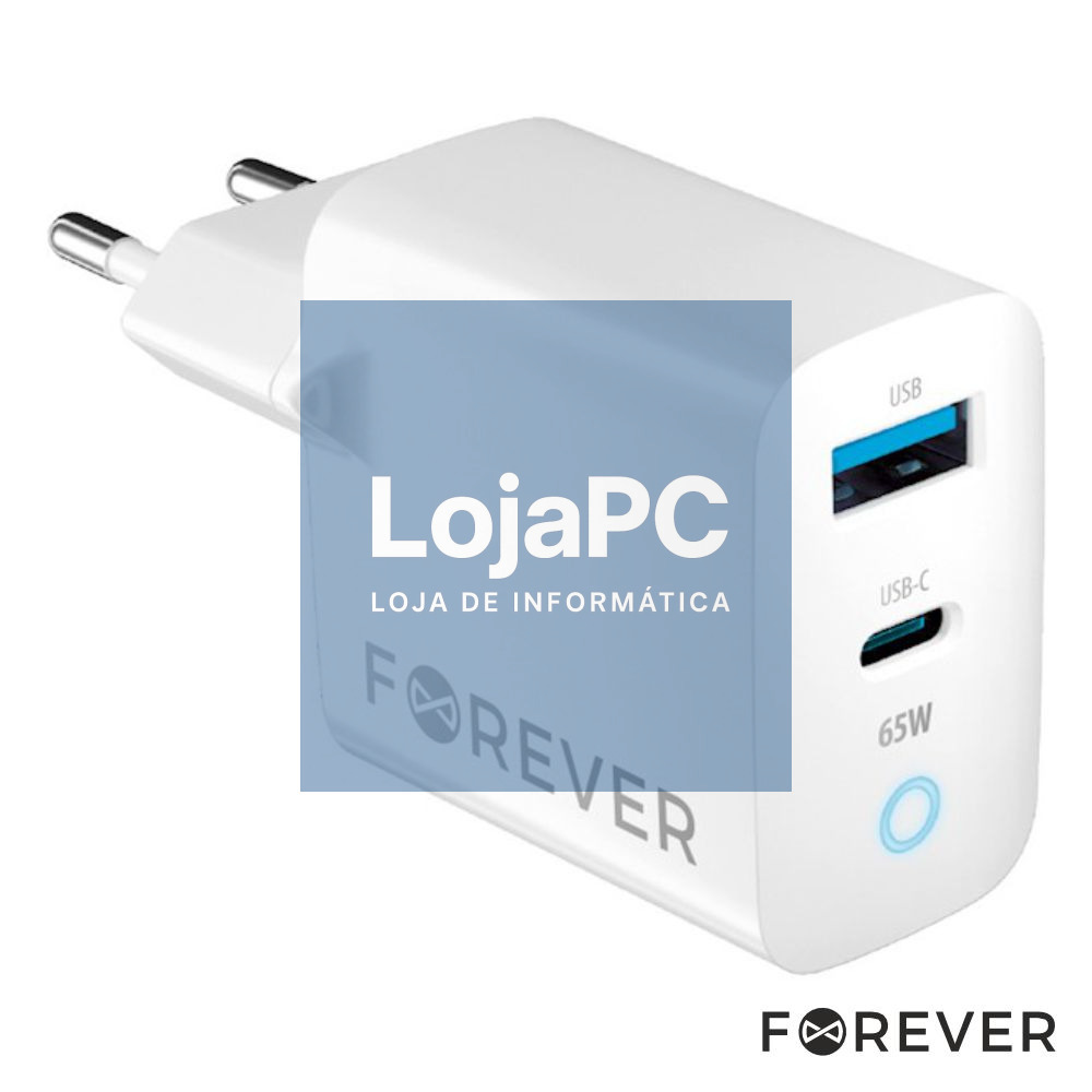 Alimentador Comutado 1xUSB-C/1xUSB-A PD/QC 65W GaN FOREVER
