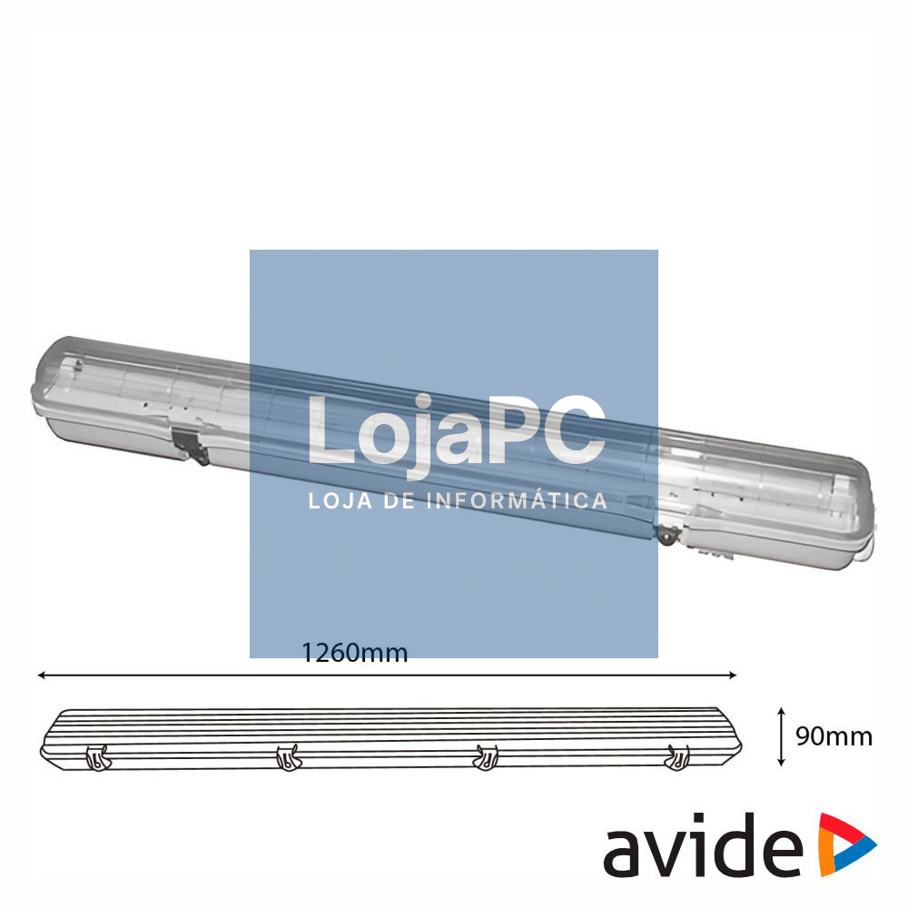 Armadura Estanque 120cm p/ 1 Lâmpadas LED Tubular T8 AVIDE