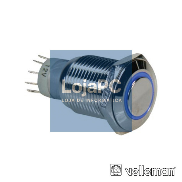 INTERRUPTOR REDONDO DE METAL SPDT 1NA 1NC ANEL AZUL