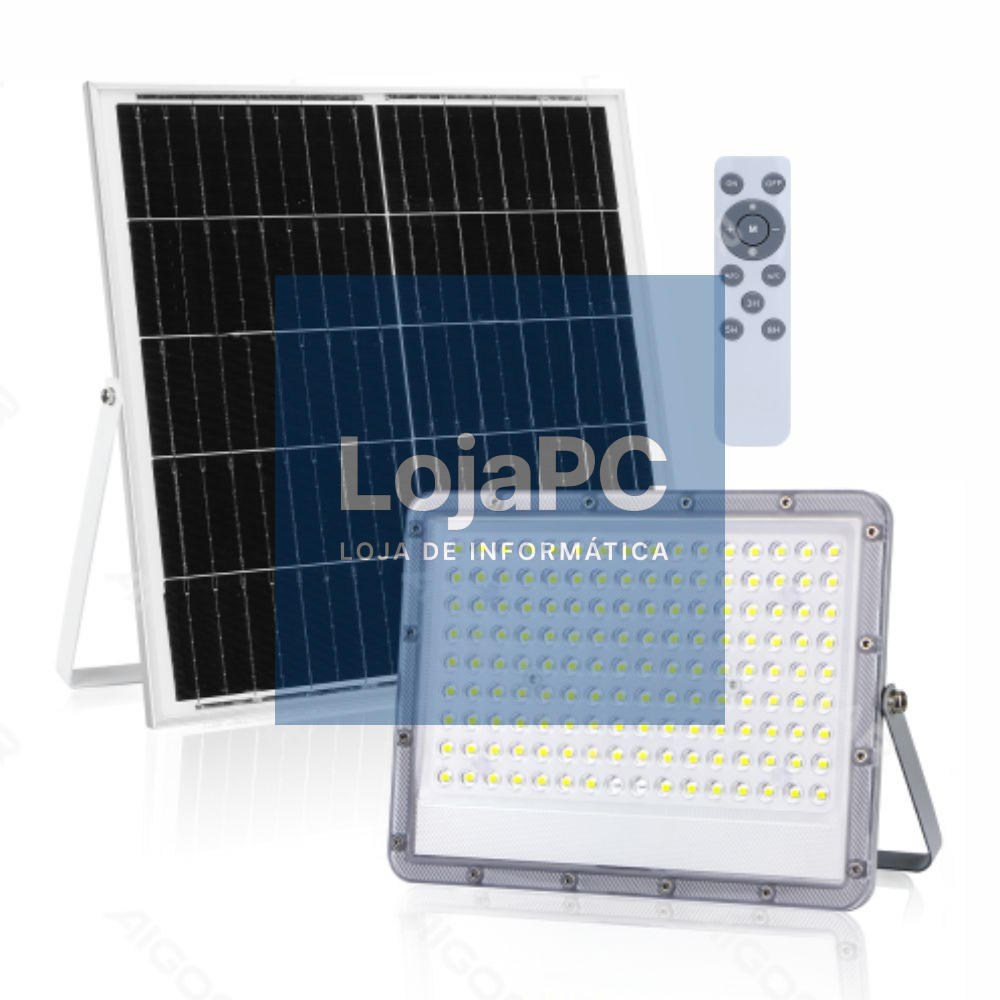 Foco LED C/ Painel Solar 200W 6500K 2000lm Cinzento