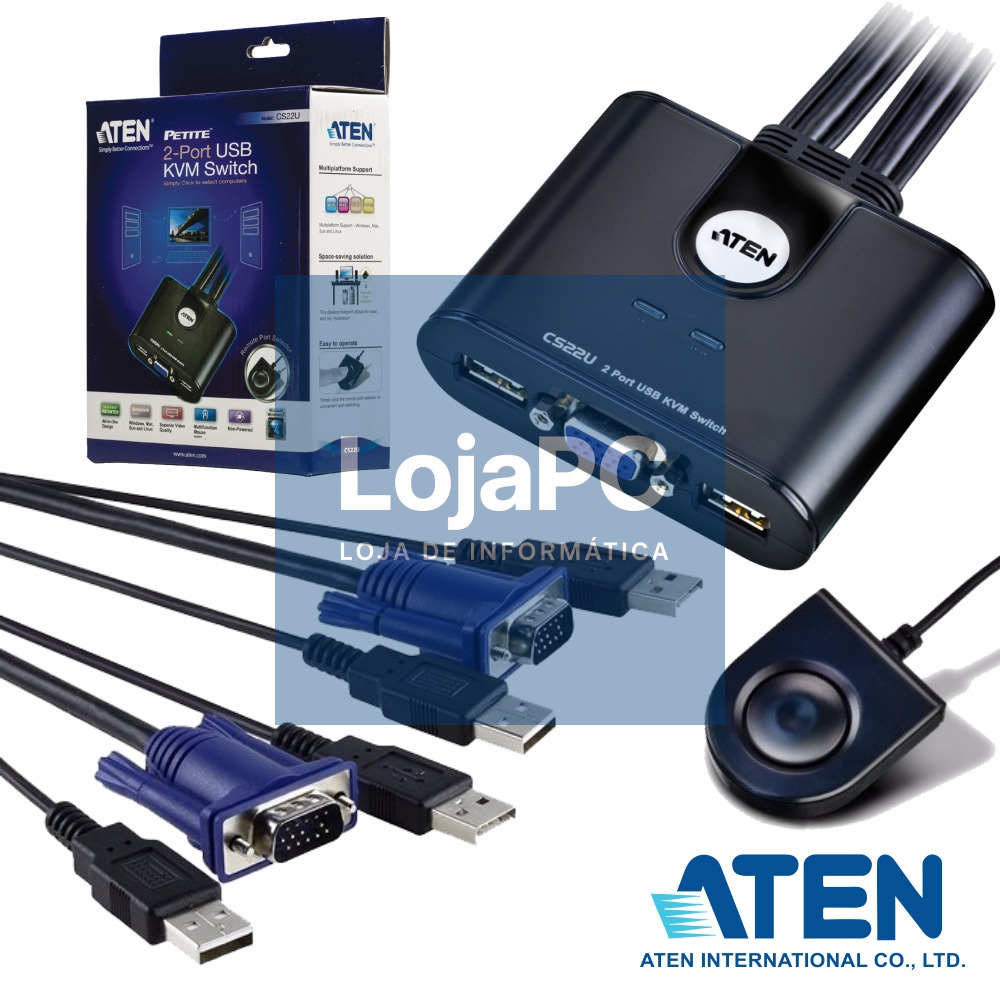 COMUTADOR MANUAL KVM C/ 2 PORTAS VGA+2USB ATEN