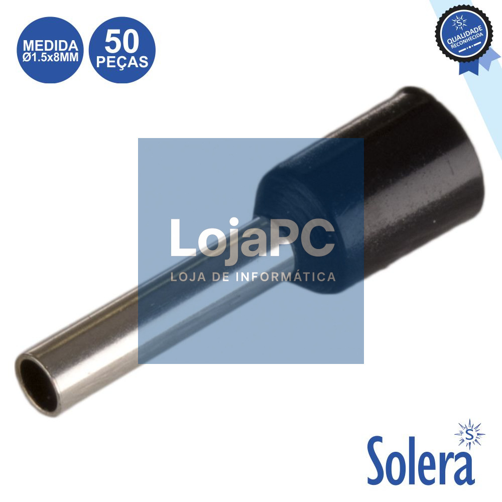 TERMINAL PONTEIRA ISOLADO Ø1.5x8MM 50X PRETO SOLERA