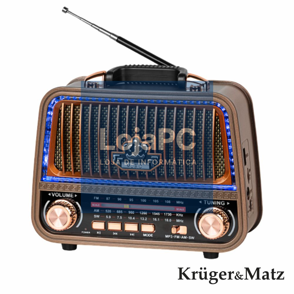 Rádio Portátil FM/AM/SW e MP3 Classica KRUGERMATZ