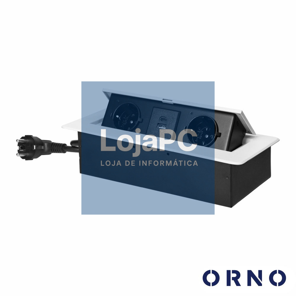 Tomada Elétrica Encastrar 2x Schuko 2x USB Branco ORNO