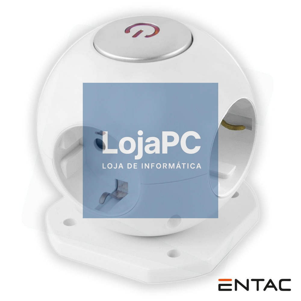 Tomada Elétrica Globo C/ 4 Saídas Branco ENTAC