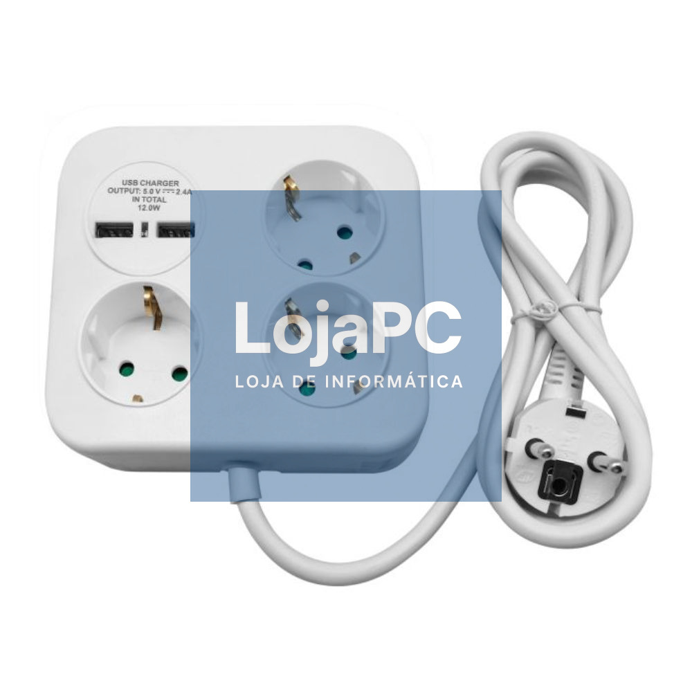 Extensão Elétrica 3x Schuko 2x USB-A 1.4m VIRONE