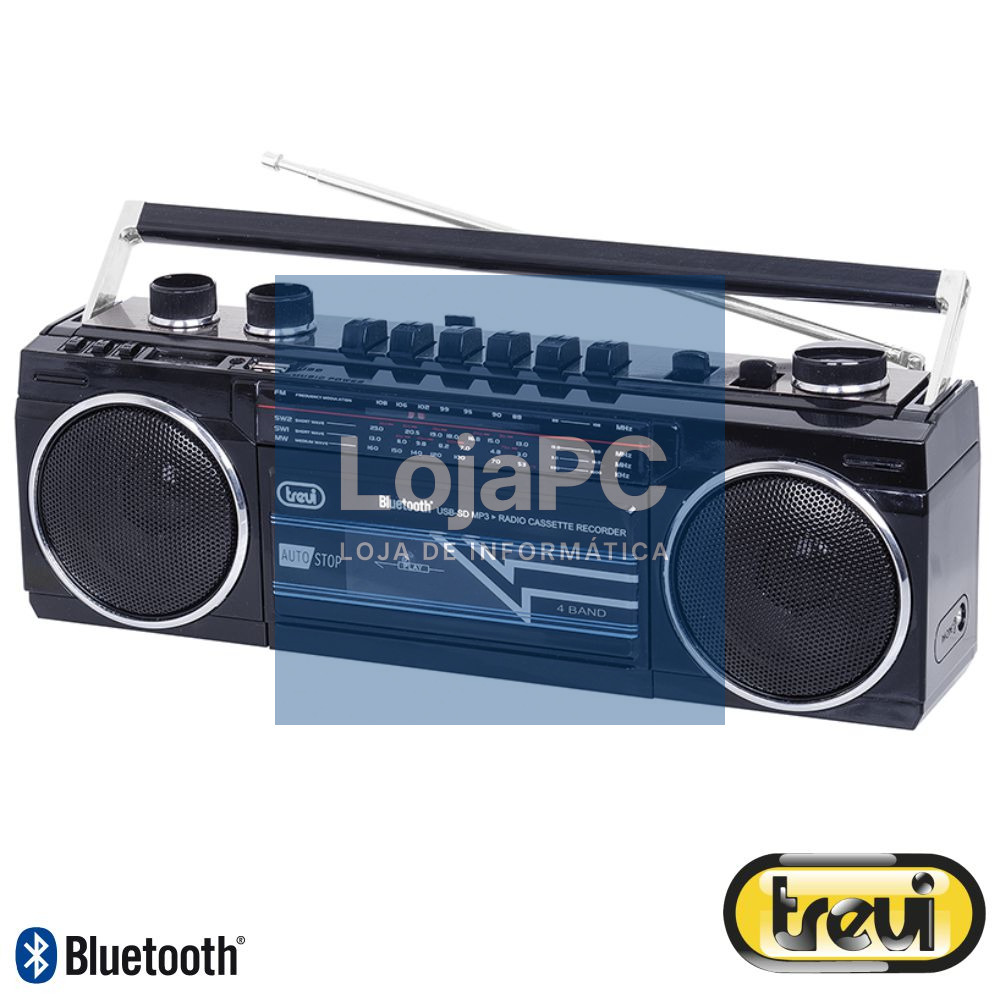 Rádio MP3 C/ MW/FM/SW1-2 Bluetooth Preto TREVI