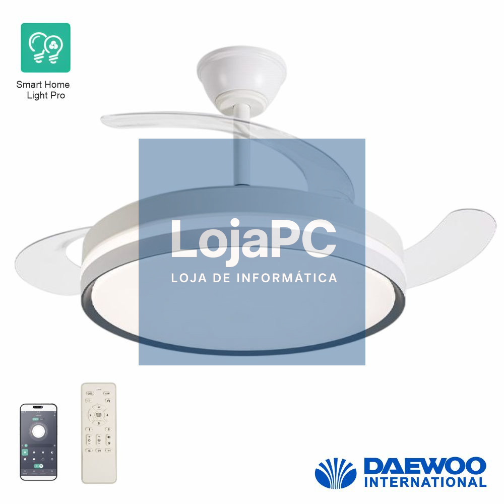 Ventoinha De Teto 30W 106cm C/ Iluminação LED 35W C/ Comando