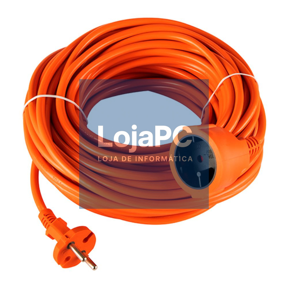 Cabo Extensão Tomada Elétrica 1x Schuko 50m Laranja