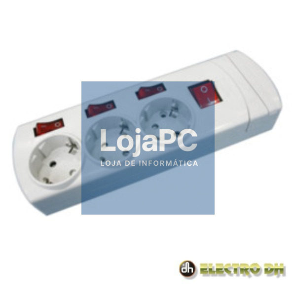 TOMADA ELÉTRICA C/ 3 SAÍDAS SCHUKO C/INTERRUPTORES EDH