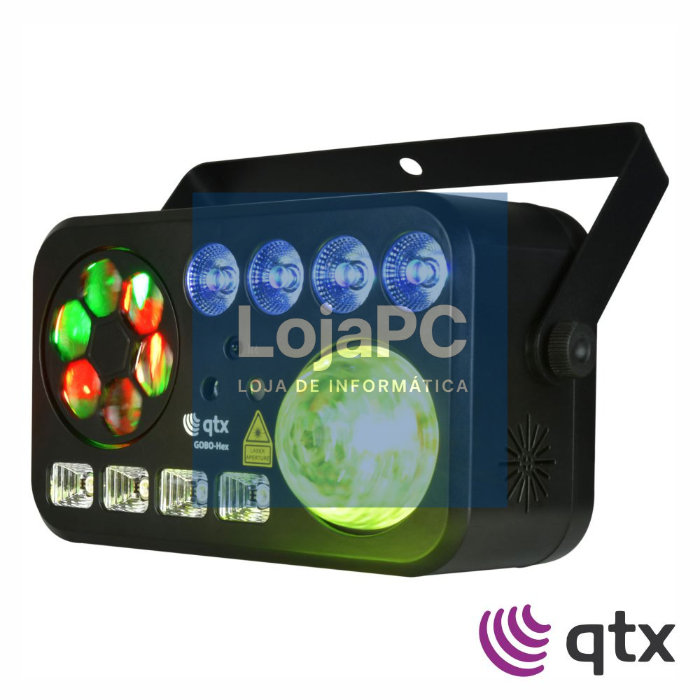 Projector Efeito GOBO Hex 6em1 LED/Laser QTX