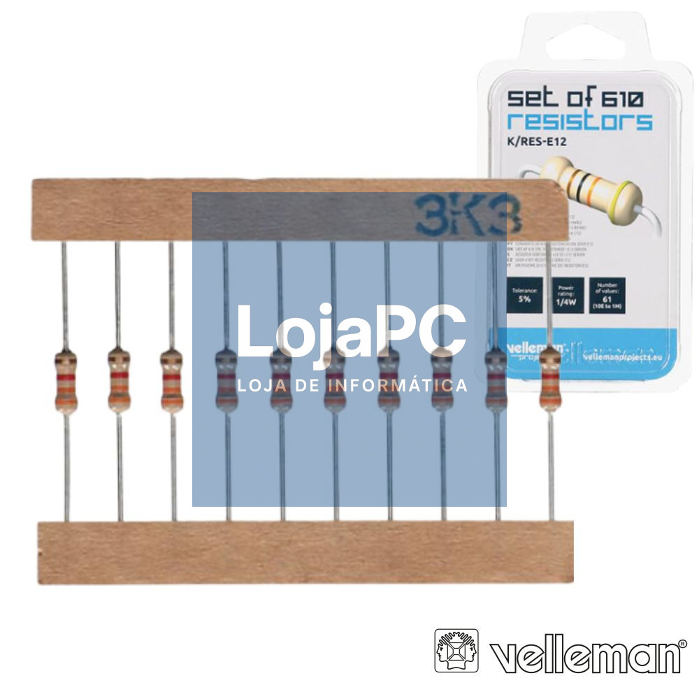 KIT DE 610 RESISTÊNCIAS 1/4W VELLEMAN