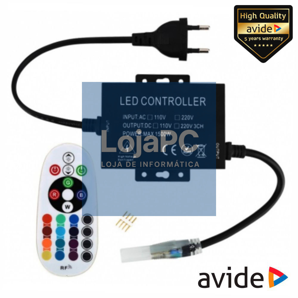 Controlador P/ Fita LEDS RGB 220V C/ Comando AVIDE