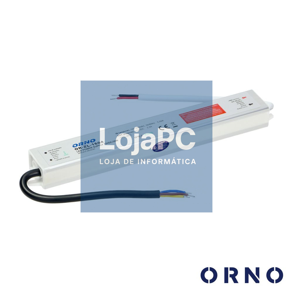 Fonte de Alimentação P/ Fitas LED 12V 30W 2.5A IP67 ORNO