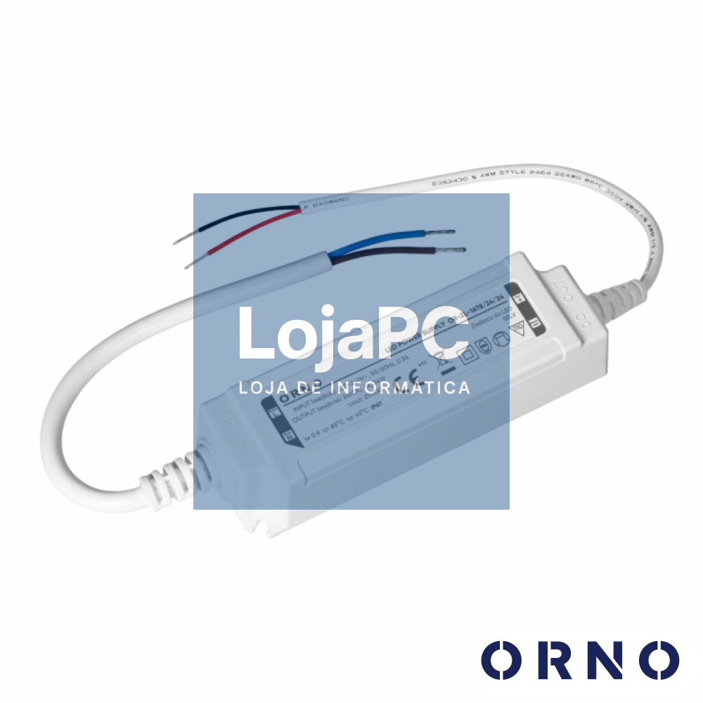 Fonte de Alimentação P/ Fitas LED 24V 24W 1A IP67 ORNO