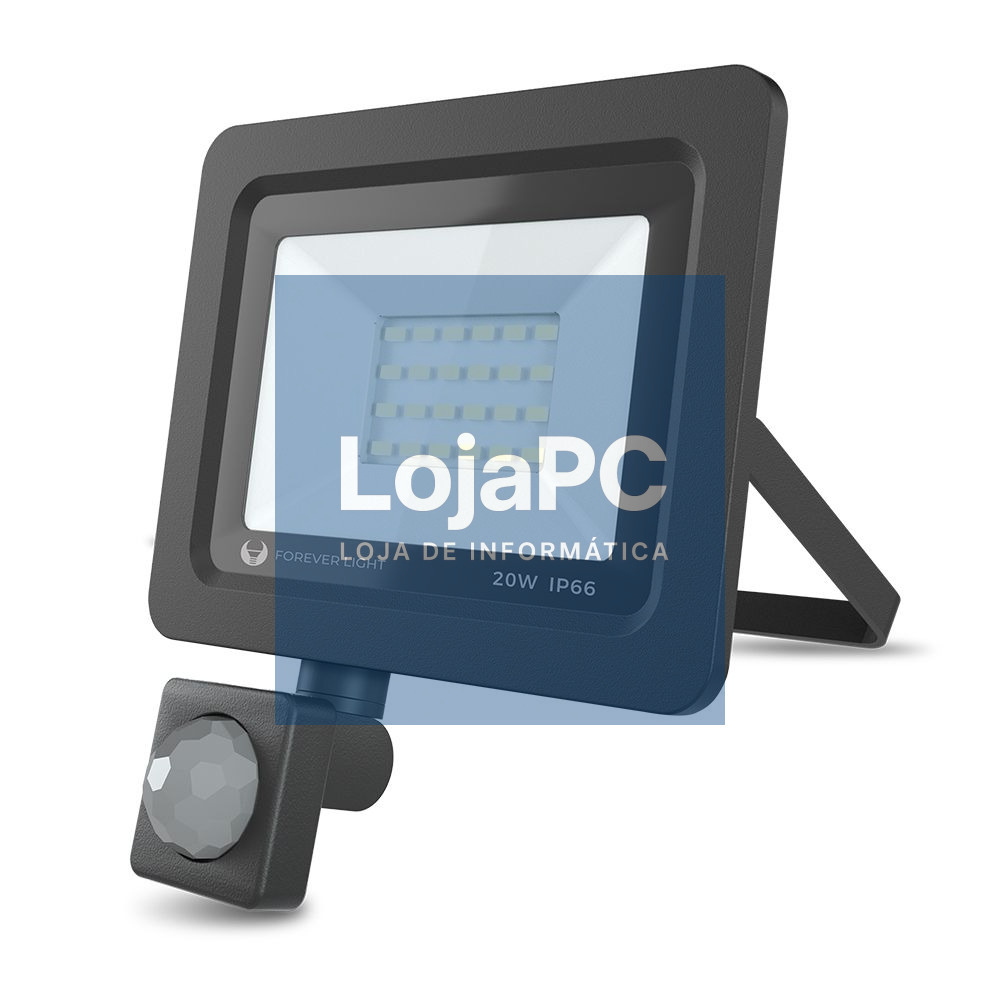 Foco LED 20W C/ Sensor 230V 4500K 1600LM Preto