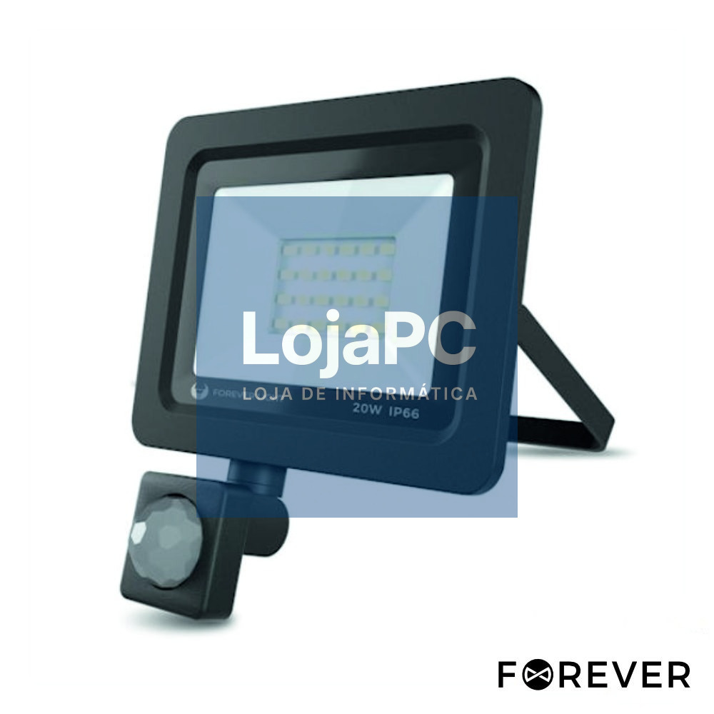 Foco LED 20W C/ Sensor 230V 6000K 1600LM Preto