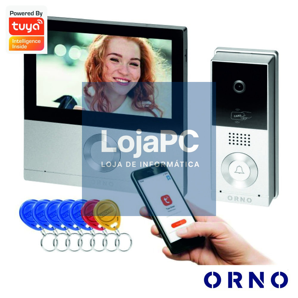 Vídeo Porteiro C/ LCD 7" Cores LEDS E Leitor RFID TUYA ORNO