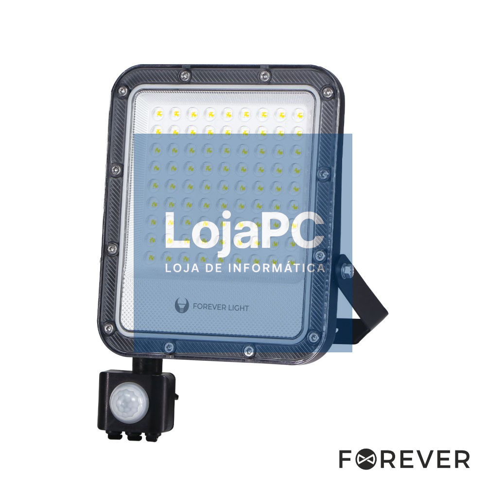 Foco LED 50W C/ Sensor 230V 4000K 7500lm IP65 Preto FOREVER